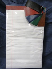 large size paper pad, ruled white, choice of color tape top